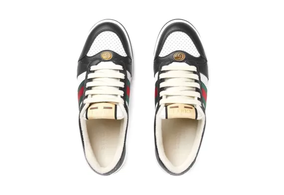 Discounted Gucci Web Stripe Sneakers for Men's - Black/White. Buy Now!