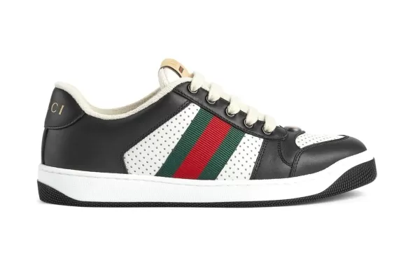 Shop the Gucci Screener Web Stripe Sneakers in Black/White for Men's now! Buy at Discount.