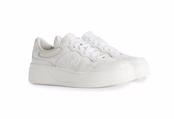 Men's Fashion - Buy Gucci GG Embossed Low-Top Sneakers with Supreme Print White - Limited Time Discount!
