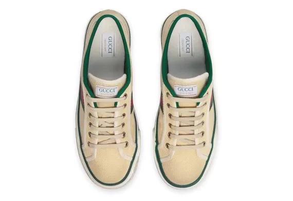 Gucci Tennis 1977 Low-Top Sneakers - Beige/Green/Red - Men's Footwear at a Great Price