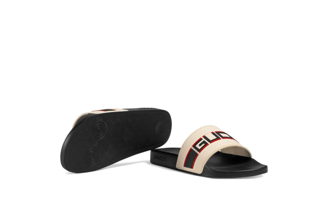 Shop Gucci Stripe Rubber Slide Sandal White for Men's Now