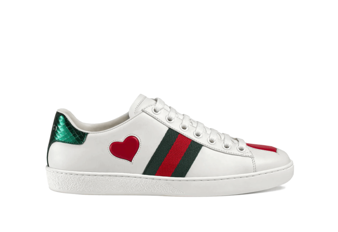 Gucci Ace embroidered low-top sneaker Leather Heart Inlay