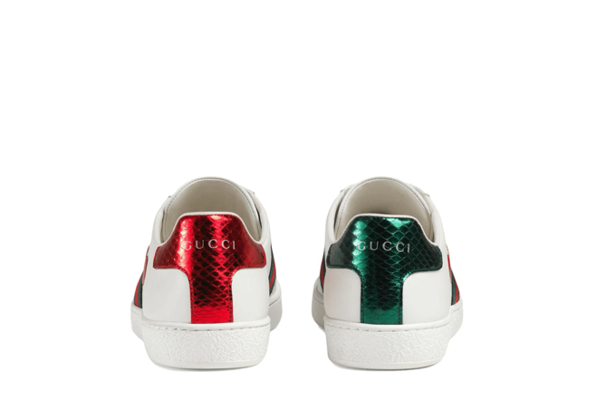 Look Stylish with Gucci Ace Embroidered Low-Top Sneaker Leather Heart Inlay for Men