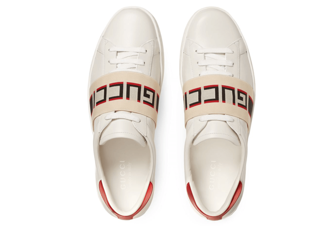 Look Chic with Women's Ace Gucci Stripe Sneaker Red Metallic Leather in Metallic Leather
