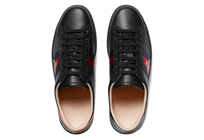 Gucci Ace Low Top Sneaker with Gold Emb