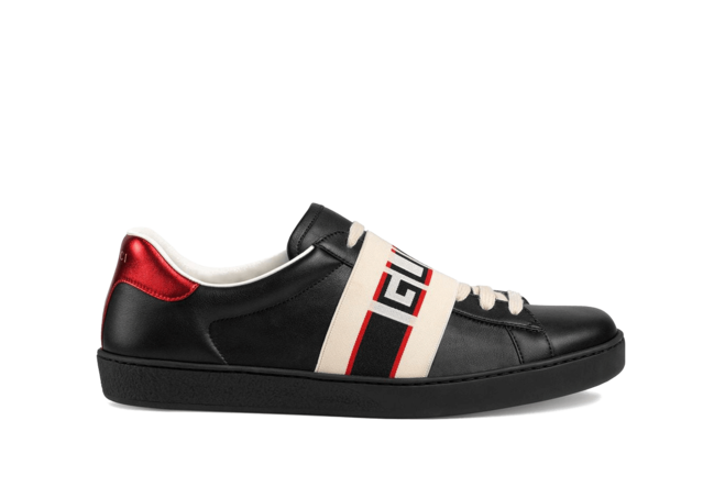 Buy Gucci Men's Black, Red and Cream Logo Stripe Leather Sneaker