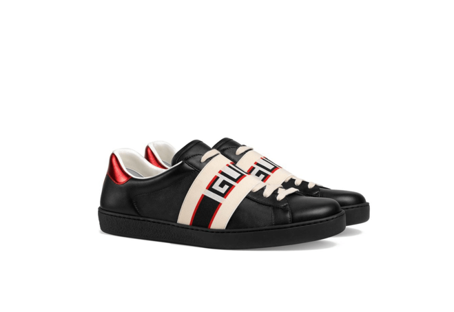 Sale on Gucci Men's Logo Stripe Leather Sneaker