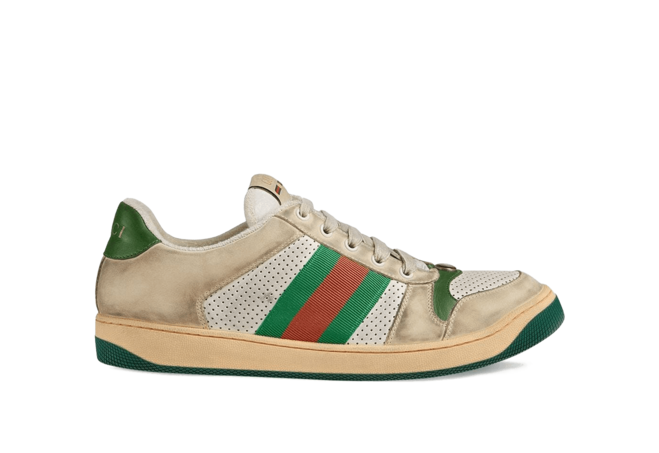 Women's Gucci Screener Leather Sneaker Vintage Distressed Effect - Sale Discount!