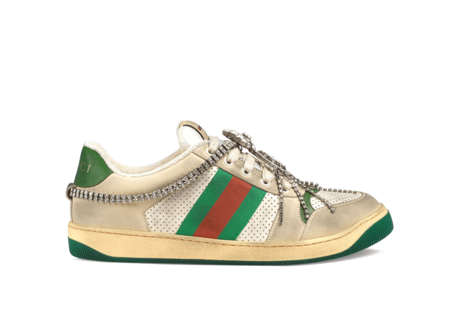 Gucci Screener Distressed Sneakers With Crystals