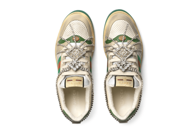 Shop Women's Gucci Screener Distressed Sneakers With Crystals - Get Discount!
