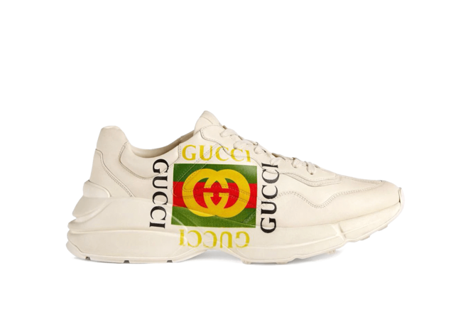 Shop Gucci Ivory Rhyton Logo Leather Sneaker for Men's and Get Discount!