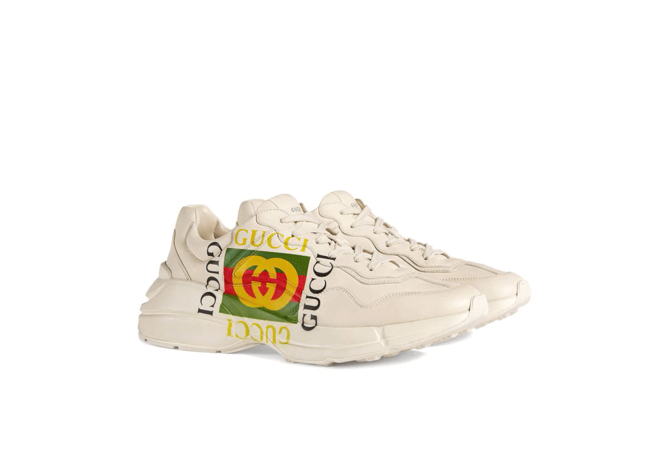 Discounted Gucci Ivory Rhyton Logo Leather Sneaker for Men's!
