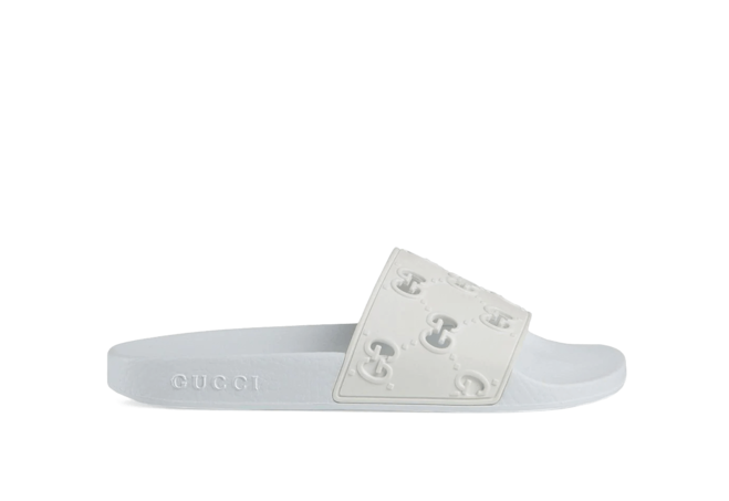 Shop Gucci Rubber GG Slide Sandal White for Men's at Discounted Price