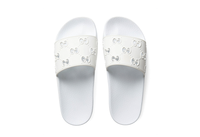 Buy Men's Gucci Rubber GG Slide Sandal White at Lowest Price