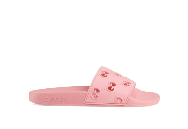 Shop Gucci Rubber GG Slide Sandal Pink for Men's and Get Discount!