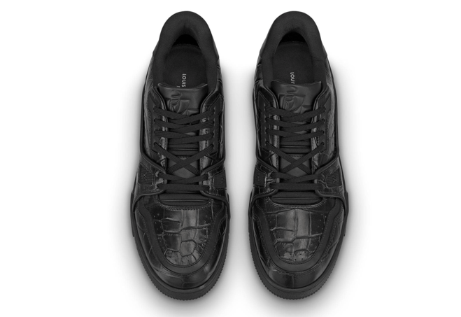 Luxury Men's Trainer Sneaker - Louis Vuitton Alligator Embossed Calf Leather Black - Get Now!