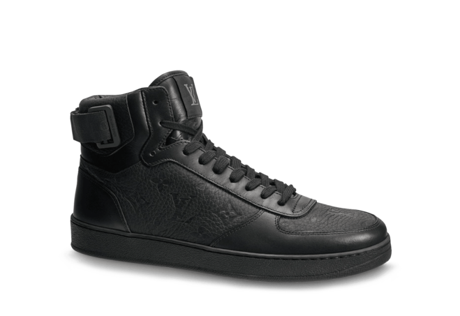 Louis Vuitton Rivoli Sneaker Boot Monogram Embossed Grained Calf Leather Black