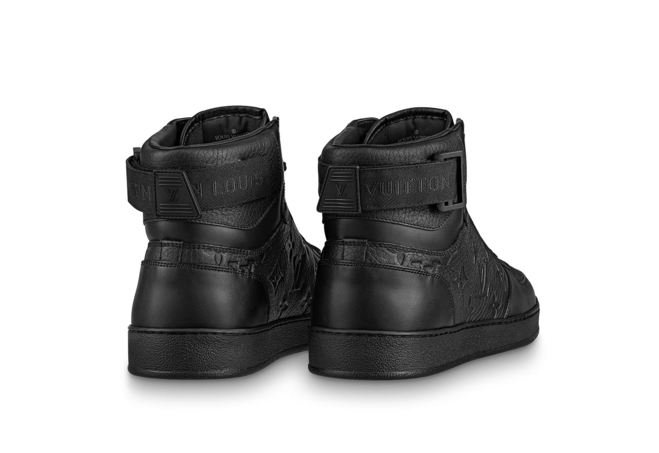 Fashion Designer Online Shop: Louis Vuitton Rivoli Sneaker Boot Monogram Embossed Grained Calf Leather Black for Men's