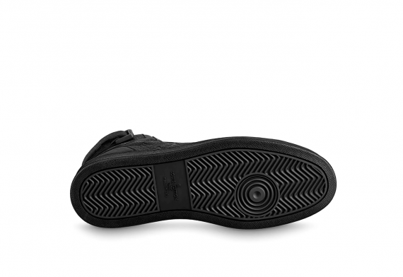 Louis Vuitton Rivoli Sneaker Boot Monogram Embossed Grained Calf Leather Black