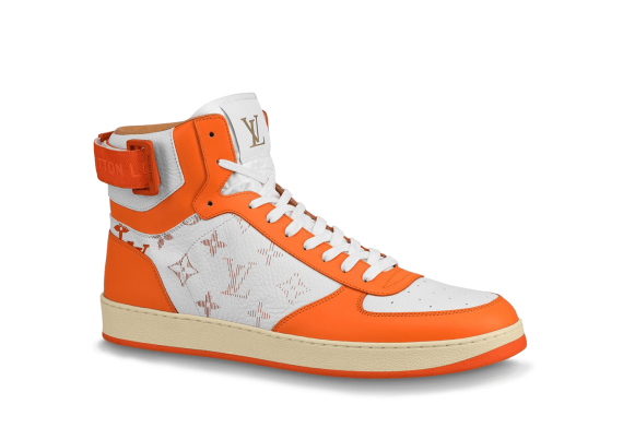 Louis Vuitton Rivoli Sneaker Boot Monogram Grained Calf Leather Orange
