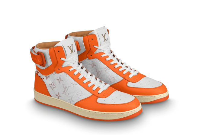 Louis Vuitton Rivoli Sneaker Boot Monogram Grained Calf Leather Orange