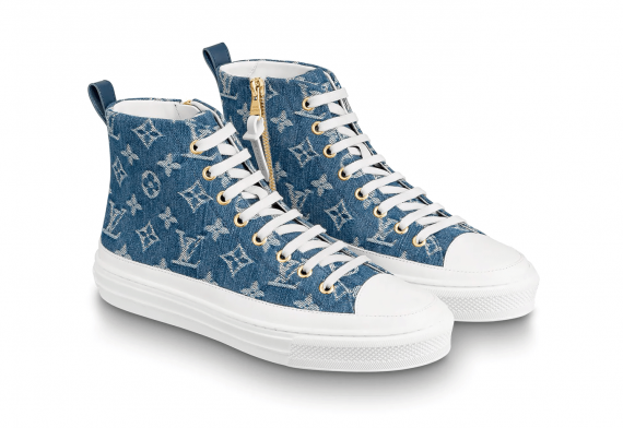 Louis Vutton Stellar Sneaker Boot Monogram Denim Bleu Jeans Blue