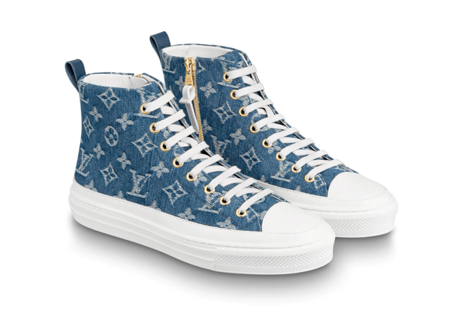 Women's Louis Vuitton Stellar Sneaker Boot Monogram Denim Bleu Jeans Blue - Buy Now