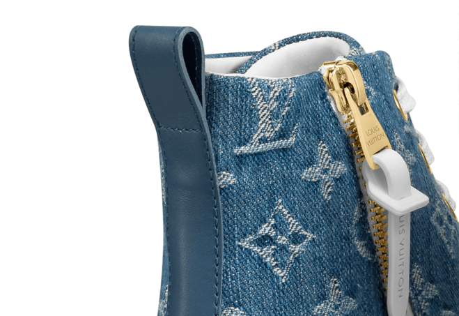 Women's Louis Vuitton Stellar Sneaker Boot Monogram Denim Bleu Jeans Blue - On Sale Now!
