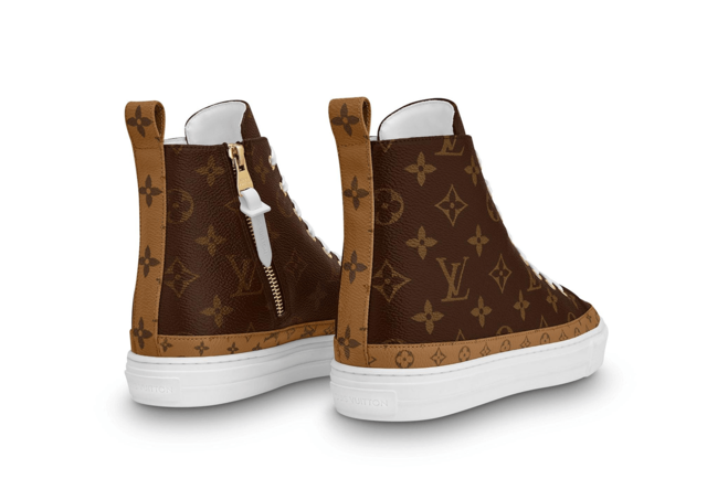 Shop Now for Men's Louis Vuitton Stellar Sneaker Boot Patent Monogram Canvas Rubber Outsole