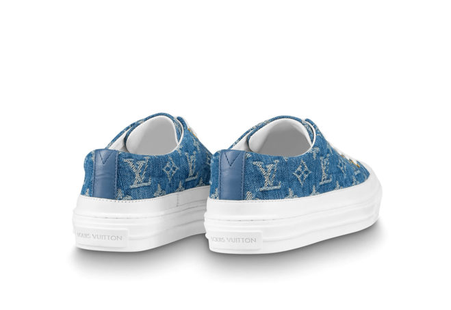 Shop Women's Louis Vuitton Stellar Sneaker Monogram Denim Bleu Jeans Blue Now