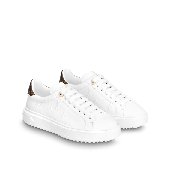 Louis Vuitton Women's Time Out Sneaker in White Debossed Calf Leather
