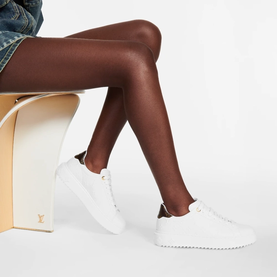 Sale: Get the Louis Vuitton Time Out Sneaker for Women in White Debossed Calf Leather