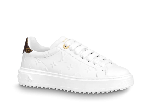 Shop the Louis Vuitton Time Out Sneaker for Women in White Debossed Calf Leather