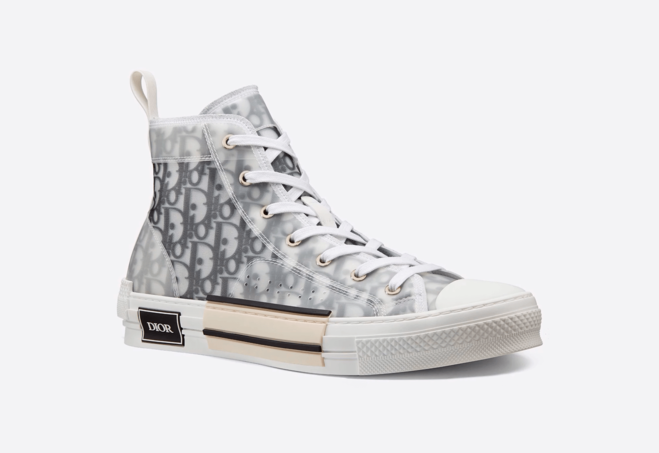 Buy Dior High-Top White & Black Oblique Canvas Shoes for Men