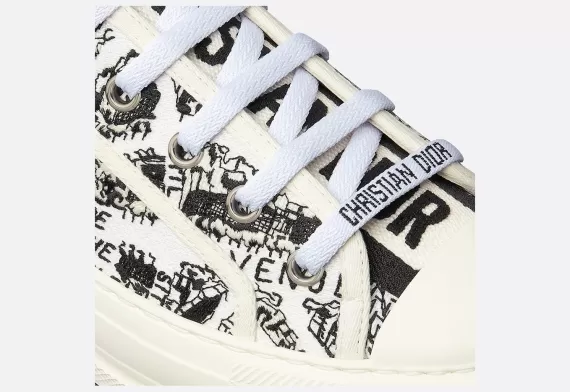 WALK'N'DIOR Platform Sneaker - White with Blue Toile de Jouy Motif