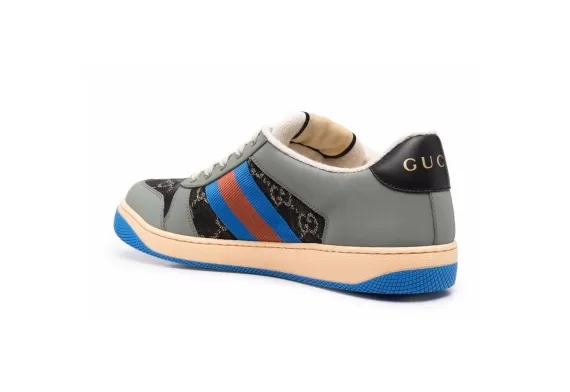 Gucci Screener Lace-Up Sneakers Blue/Gray