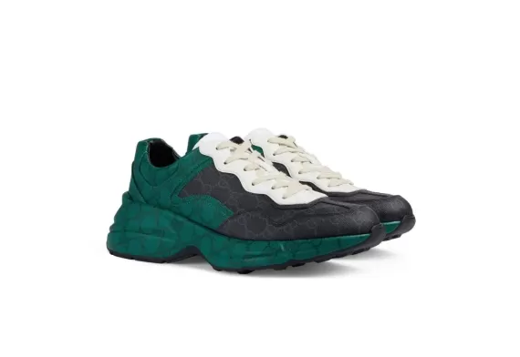 Gucci GG Rhyton Supreme-Canvas Sneakers Dark Green/Black/White