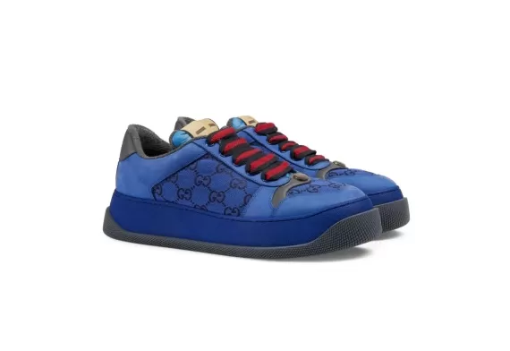 Gucci GG Canvas Lace-Up Sneakers Electric Blue