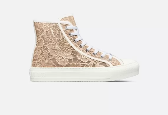 WALK'N'DIOR High-Top Sneaker - Gold-Tone D-Lace Macramé Motif