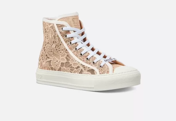 WALK'N'DIOR High-Top Sneaker - Gold-Tone D-Lace Macramé Motif