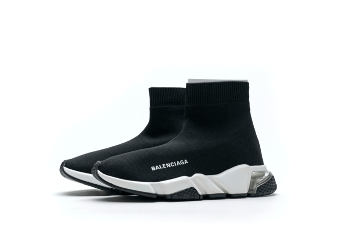 Fashionable Balenciaga Speed Clear Sole Black White Women's Shoes