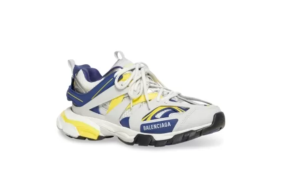 Balenciaga Track Lace-Up Sneakers - Navy Blue and Bright Yellow Accents