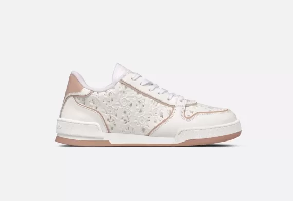 Dior One Sneaker - White and Nude Dior Oblique Perforated Calfskin