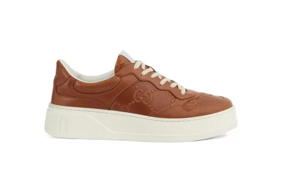 Gucci GG Logo-Embossed Sneakers Chestnut-Brown