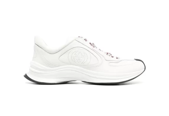 Gucci Perforated-Logo Leather Sneakers White