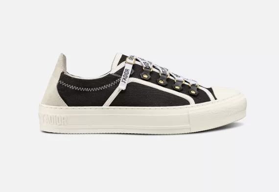 WALK'N'DIOR Sneaker - Black Canvas and White Suede Calfskin