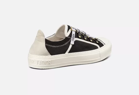 WALK'N'DIOR Sneaker - Black Canvas and White Suede Calfskin