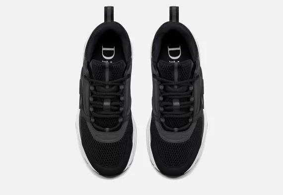 B22 Sneaker Black Technical Mesh and Calfskin