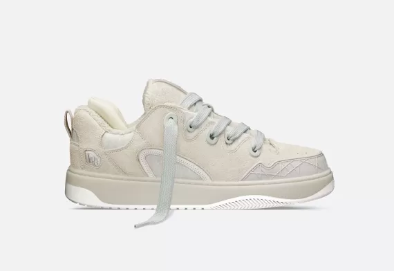 Dior By Erl B9S Skater Sneaker - Cream Suede with White and Cream Dior Oblique Jacquard