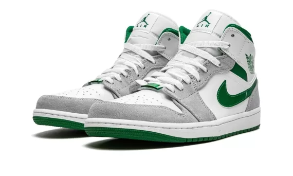 Air Jordan 1 Mid SE - Grey / Pine Green / White